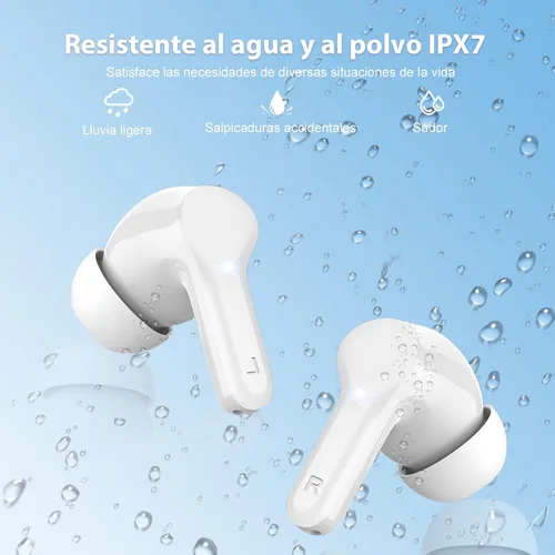 Vista 5 de Auriculares inalámbricos, Bluetooth 5.3 Auriculares estéreo de alta FG-Blanco Puro