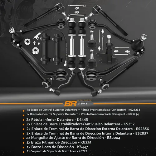 Vista 2 de Kit de suspensión delantera para Chevy para GMC C1500 C2500 C3500 Suburban 1993 1994 1995 1996 1997 1998 1999 2000 Brazos de control superior e