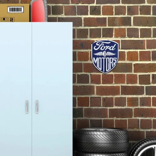 Vista 15 de Ford Logo Evolution - Letrero de metal vertical en relieve – Letrero vintage de Ford para garaje o cueva de hombre