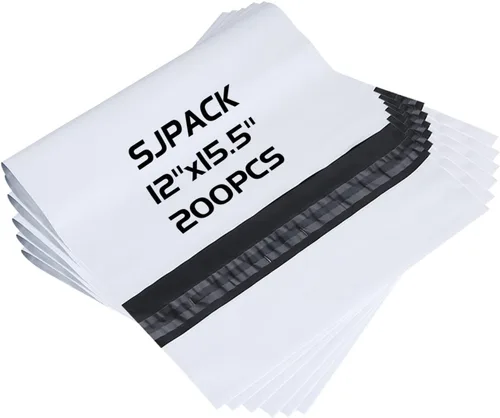 Vista 7 de SJPACK Bolsas de sobres de polietileno de 2.5 mil, 12 x 15.5 pulgadas, bolsas de envío blancas (100 bolsas)