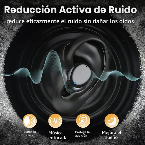 Vista 2 de Redpepper Auriculares inalámbricos con cancelación activa de ruido Bluetooth 6.0 con micrófonos incorporados, llamadas claras de 0.14 oz