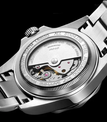 Vista 2 de LOREO Reloj automático para hombre GMT plata acero inoxidable zafiro cristal azul giratorio bisel azul esfera azul