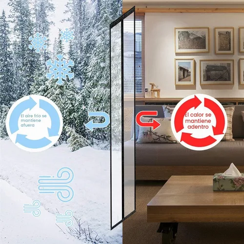 Vista 8 de Cortina aislante transparente, cubierta térmica magnética, pantalla de privacidad con cierre automático, manos libres para patio, cocina