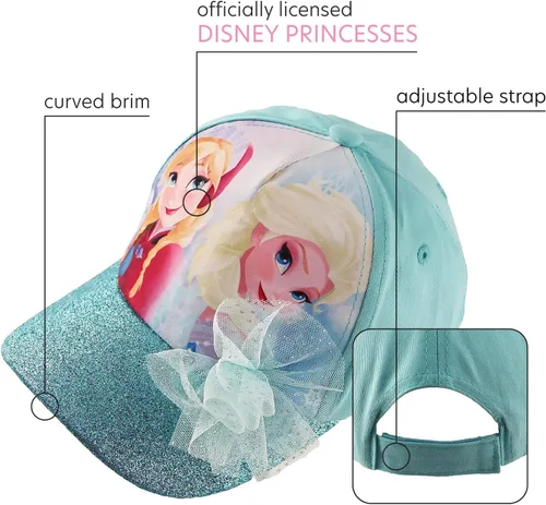 Vista 2 de Disney Gorra de béisbol de Frozen para niñas, sombrero de cola de caballo de Elsa y Anna para niñas, sombrero de Frozen para niñas pequeñas