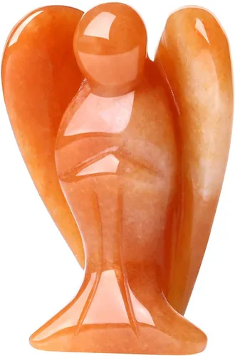 Vista 8 de QINJIEJIE Cristales de Piedra de Sangre Africana Decoración de Ángel Estatua de la Paz Piedra Ángel Guardián Sanador Gemas Talladas a Mano Lindas
