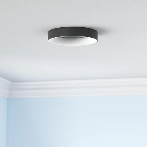 Vista 2 de Annaror Lámpara de Techo LED RGB de Montaje al Ras con Control Remoto, Luminaria de Techo Negra de 11 Pulgadas 24W, Color de Luz Cambiable
