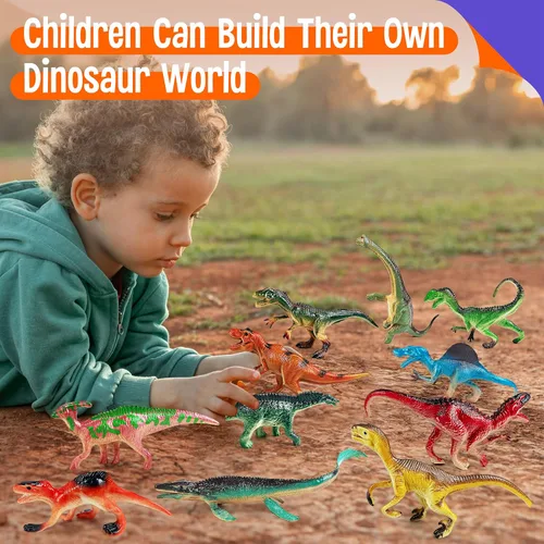 Vista 7 de 12 juguetes de dinosaurio para niños, figuras de animales de plástico, figuras de dinosaurios portátiles, juego Montessori, juego educativo