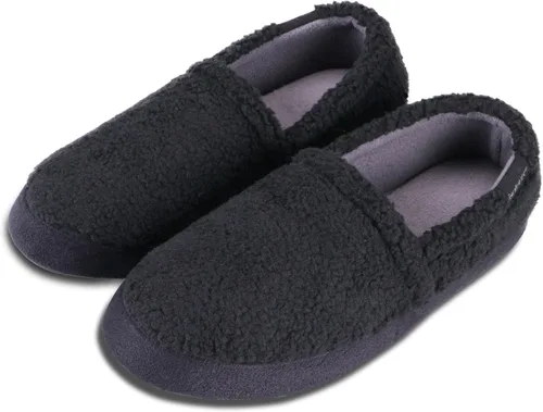 Vista 4 de isotoner Pantuflas bereber con espalda cerrada para hombre con espuma viscoelástica cómoda y forro transpirable Negro