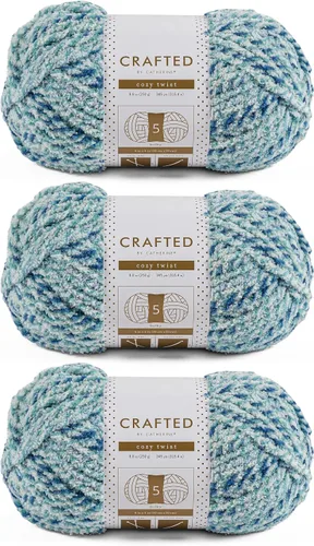 Vista 5 de Crafted By Catherine Cozy Twist Yarn - Paquete de 2 (345 yardas cada madeja), beige multicolor, calibre 5 voluminoso