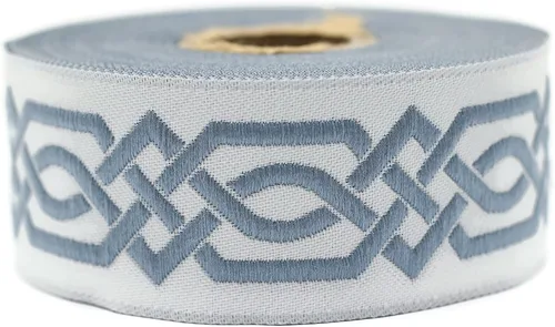 Vista 15 de Carrete de 10.9 yardas 0.79 pulgadas de ancho azul celta Claddagh bordado Jacquard Ribbon 20272