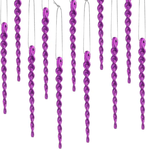 Vista 30 de 30 piezas de carámbanos de plástico trenzados para árbol de Navidad; adornos colgantes para árbol de Navidad, fiesta de Navidad, boda, fiesta
