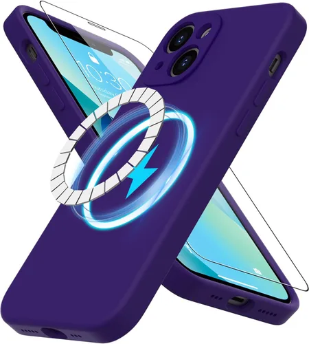 Vista 25 de DEENAKIN Funda magnética de silicona para iPhone 12 Pro con protector de pantalla, compatible con MagSafe, protección de cámara, funda protectora