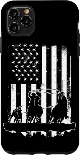 Vista 13 de USA Flag Team Roping Design Rodeo Western Horse Country Case for iPhone 17