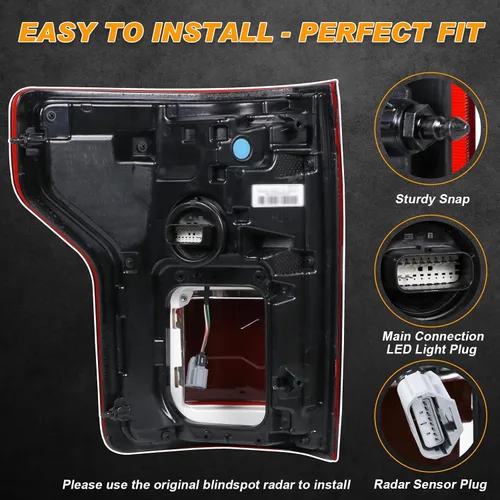 Vista 3 de Luz Trasera LED con Punto Ciego Compatible con Ford F150 2018 2019 2020 Lado Izquierdo del Conductor Luz Trasera Lámpara de Freno Trasero Ensamblaje