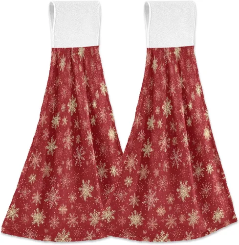 Vista 13 de Kcldeci Toallas de mano colgantes para el día de San Valentín con lazo para colgar, gnomos, corazones, toallas de mano suaves y gruesas, toallas