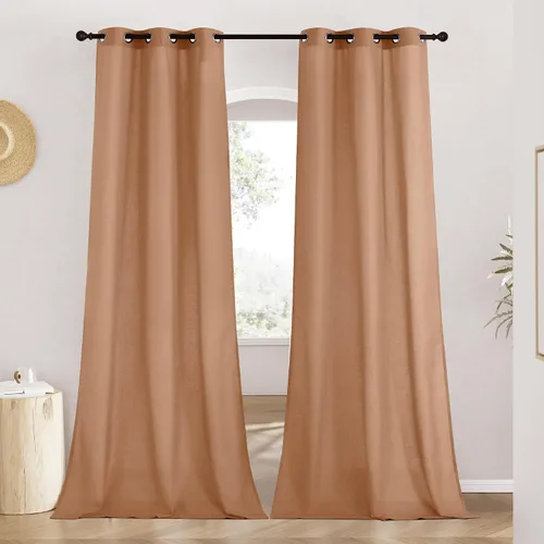 Vista 15 de NICETOWN - Cortinas de lino angora para ventana de cocina sobre el fregadero, con ojales, lino grueso angora, tratamientos cortos para ventanas