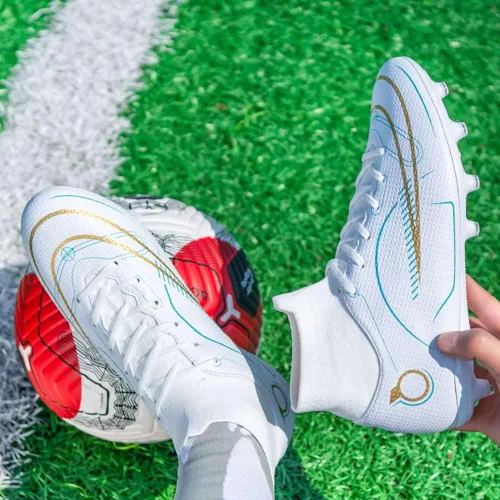 Vista 5 de ESXGED Botas de fútbol para mujer, zapatos deportivos para hombre, para exteriores e interiores, cómodos, para correr, caminar, estudiantes, zapatos
