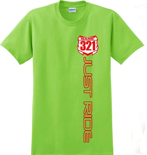 Vista 11 de JUST RIDE Motocross Número Placa Camisa MX Moto Personalizada Kawi Verde Lima KX