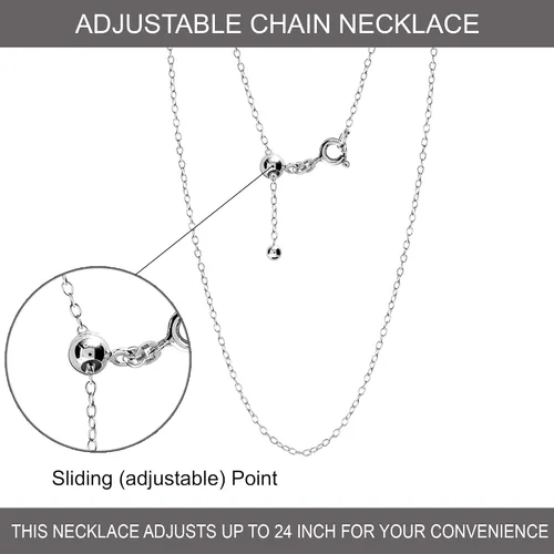Vista 2 de LeCalla Collar de cadena ajustable de plata de ley 925, collar de cadena bolo deslizante para mujer, 24 pulgadas