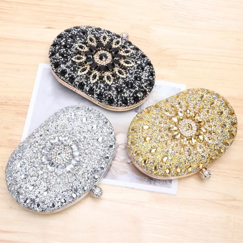 Vista 7 de Bolso de mano de noche con diamantes de imitación para mujer, bolsa de mano con diamantes brillantes y brillantes, bolsa de fiesta de boda de cristal