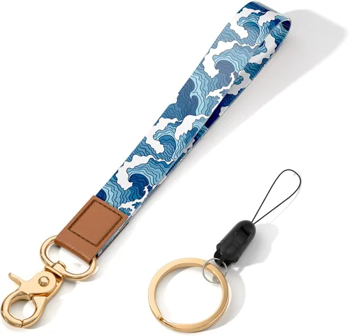 Vista 9 de Cordón de muñeca para llaves, lindo cordón de correa de muñeca, soportes para llavero, llavero de pulsera, correas de muñeca para llaves Flor negra