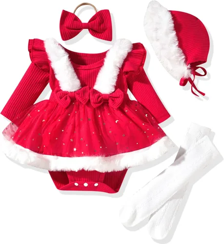 Vista 32 de Unutiylo Ropa de bebé recién nacida prematura con tirantes, traje de otoño e invierno, traje de manga larga con volantes