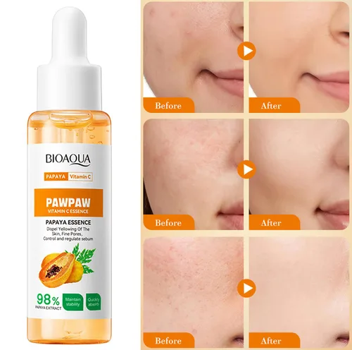 Vista 8 de BIOAQUA 98% extracto de papaya vitamina C nutre la esencia de PawPaw Esencia hidratación profunda poros finos 1.0 fl oz / 1.01fl.oz