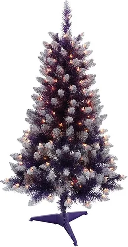 Vista 9 de Puleo International Árbol de Navidad artificial morado preiluminado, verde