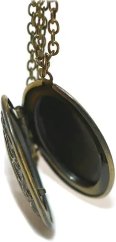 Vista 8 de Collar con colgante ovalado de estilo vintage con forma de medallón abierto