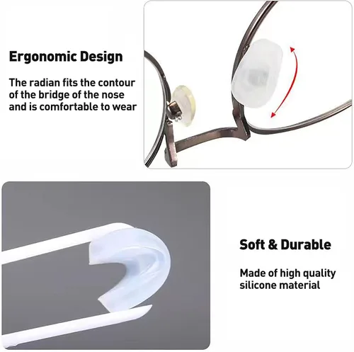 Vista 4 de Fundas de almohadilla de nariz para lentes, almohadilla de silicona antideslizante para lentes, fundas protectoras para gafas almohadillas para Negro