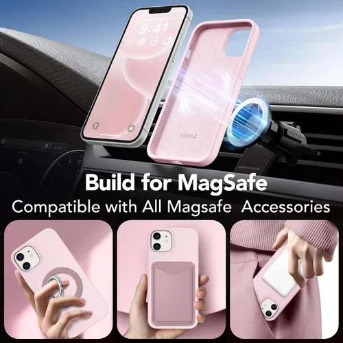 Vista 3 de GONEZ Funda magnética para iPhone 12 Case / 12 Pro Case, compatible con MagSafe, [protector de pantalla + protector de lente de cámara], funda