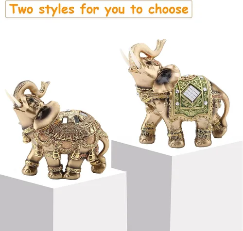Vista 8 de Yitengteng Elegante escultura de elefante de la suerte de Feng Shui de resina, figuras de elefante para decoración del hogar, regalos