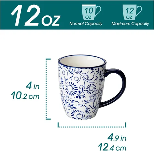 Vista 2 de vancasso SELENE Juego de 6 Tazas de Café, 12 Oz Tazas de Café de Porcelana con Asa, Taza de Té de Cerámica para Capuchino, Latte, Té, Cacao