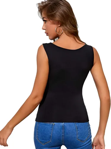 Vista 2 de Verdusa Top halter ajustado sin mangas de malla de contraste transparente para mujer