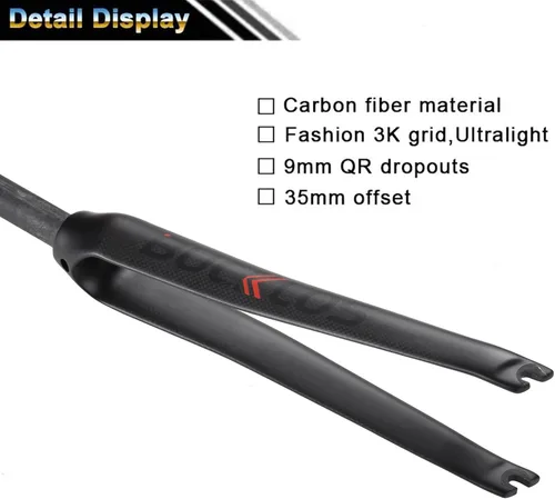 Vista 3 de BUCKLOS 1.126 in 700C Full Carbon Fiber Road Bike Rigid Fork, C-Type Clamp Brake, 1-1/8 Tubo recto sin rosca Superlight 3K T800 Bicicleta Frente
