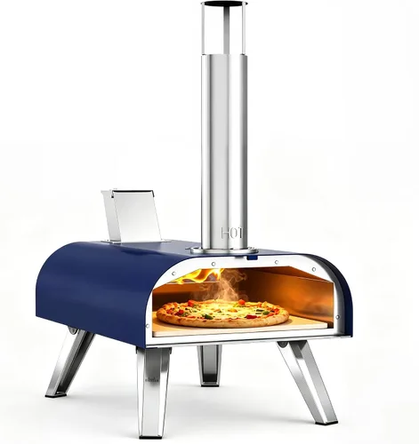 Vista 10 de BIG HORN OUTDOORS 12" Horno de piedra para pizza con leña, 475°C Horno para pizza al aire libre de acero inoxidable, portátil para uso en fiestas