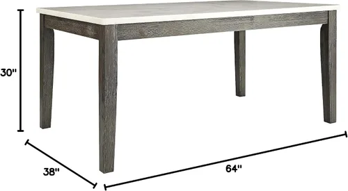 Vista 6 de ACME Mesa de comedor Merel - Mármol blanco y roble gris