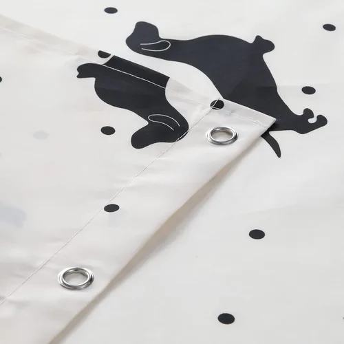 Vista 4 de Hannah Lindo perro salchicha impreso beige tela de poliéster impermeable animal negro encantador cortina de ducha para niños, 72 pulgadas de ancho x