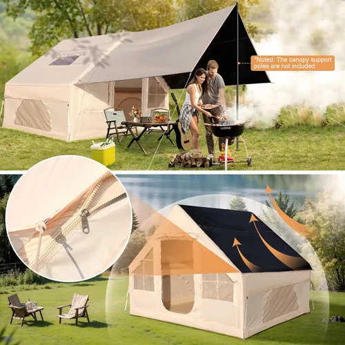 Vista 2 de Tiendas para acampar - Tienda inflable con PUM, Tienda impermeable de instalación instantánea, Tienda de campaña de tela Oxford con tragaluz, tienda
