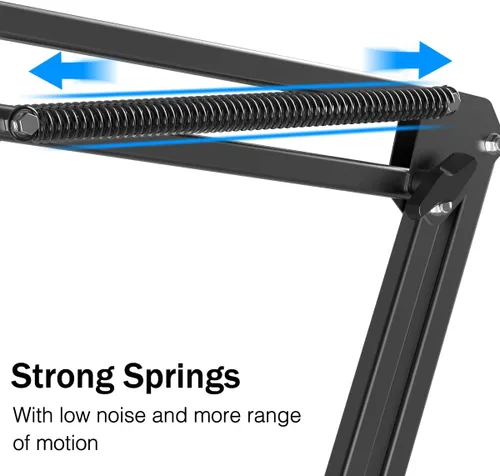 Vista 4 de Soporte de brazo para micrófono FIFINE; soporte de brazo de tijera con suspensión, con abrazadera de gran resistencia, adaptador de 3/8 a 5/8