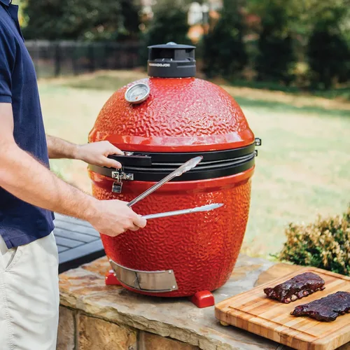 Vista 3 de Kamado Joe Classic Joe Series II - Parrilla de carbón de cerámica independiente de 18 pulgadas y ahumador con bisagra AirLift, ventilación superior