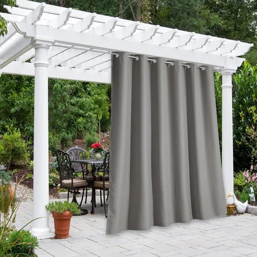 Vista 77 de NICETOWN Cortina para Exteriores para Patio Impermeable de 84 Pulgadas de Ancho, Aislamiento Térmico con Ojales Antioxidantes Bloqueo UV Cortina