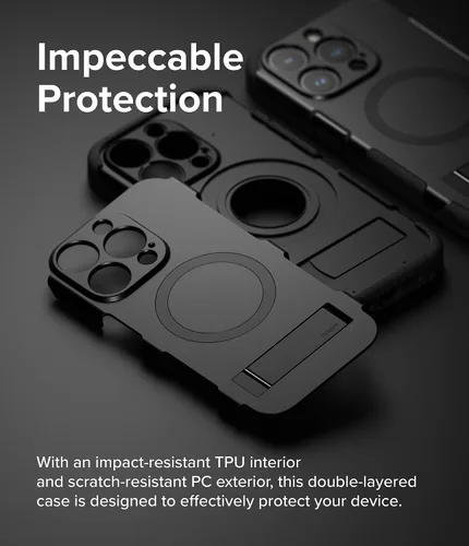 Vista 4 de Ringke - Funda para iPhone 15 Pro Max [todo negro] Compatible con MagSafe, funda protectora con soporte, imán potente, protección mejorada