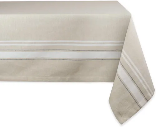 Vista 13 de DII - Mantel para mesa de comedor, estilo rústico, colección de manteles con rayas estilo francés, 60 x 84 pulgadas, color gris pardo/rojo