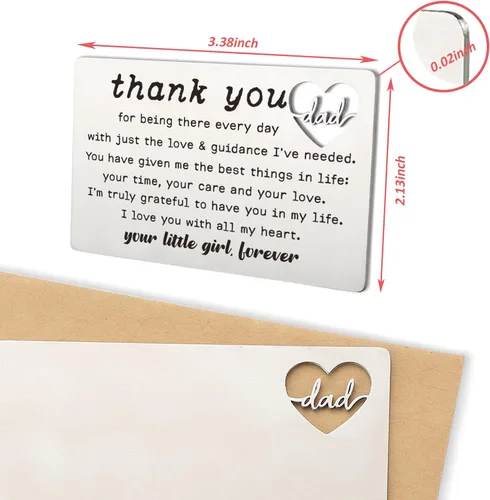 Vista 15 de YODOCAMP Tarjeta de billetera con texto en inglés "Thank You Dad", tarjeta de cartera grabada para mi papá de hija e hijo, cumpleaños, día