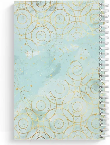 Vista 2 de Golden Waters Cuaderno personalizado con tapa blanda laminada, 120 páginas del papel seleccionado, coloque espiral plana de alambre. Tamaño: 5.5" x