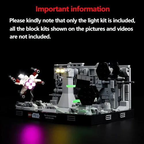 Vista 2 de Kyglaring Kit de luces LED compatible con Lego Set 75329, accesorios de iluminación compatibles con Death Star Trench Run Diorama, solo luces