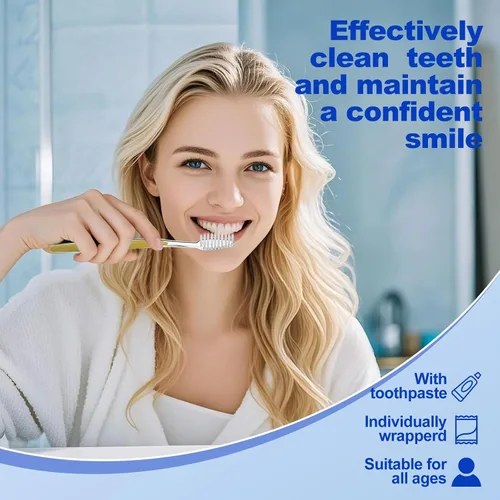 Vista 4 de 20 unidades de cepillos de dientes desechables con pasta de dientes (5 colores)