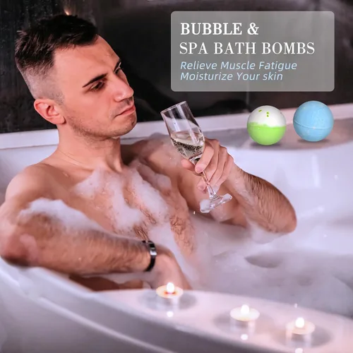 Vista 2 de 4 bombas de baño para hombres, bomba de baño grande hecha a mano para baño de burbujas y spa, bombas de baño de aceite esencial orgánico