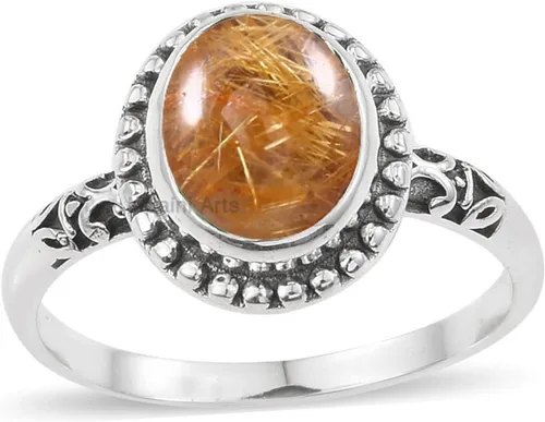 Vista 9 de Anillo de plata de ley 925 para mujer, anillo único de gema ovalada hecho a mano